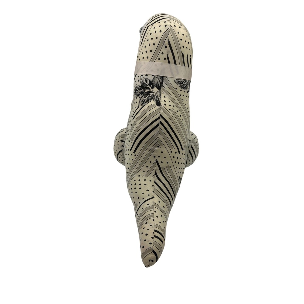 Handmade Stuffed Dinosaur Toy Plush T Rex Novelty Black White Print - Picture 7 of 11